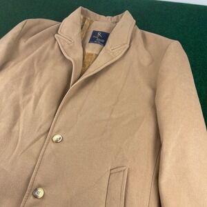 Senza Rivoli Mens‎ Camel Wool Blend Classic Overcoat Top Coat Size Large